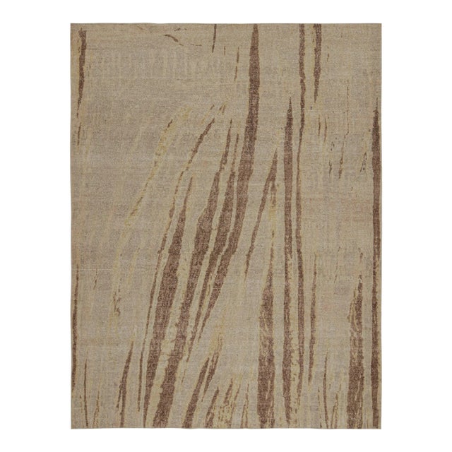 Rug & Kilim’s Modern Abstract Art Rug in Taupe With Geometric Patterns For Sale