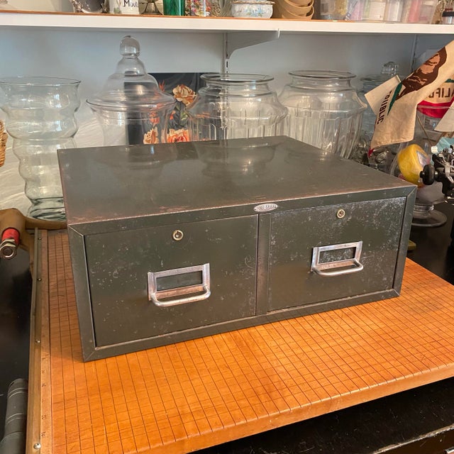 All Steel two drawer metal filing cabinet.