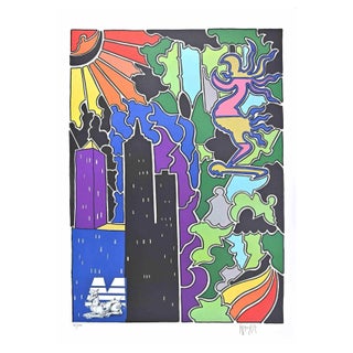 Antonio Cremonese, Abstract Urban Landscape, Lithograph, Late 20th Century For Sale