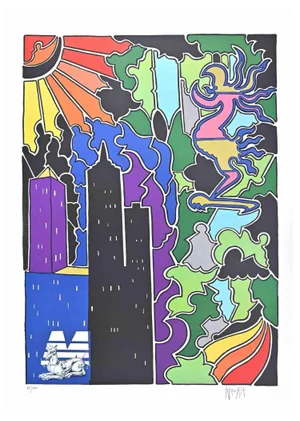 Antonio Cremonese, Abstract Urban Landscape, Lithograph, Late 20th Century