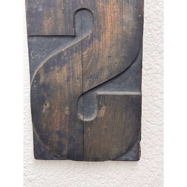 Letter "S" Woodblock Wall Hanging, Vintage For Sale - Image 11 of 12