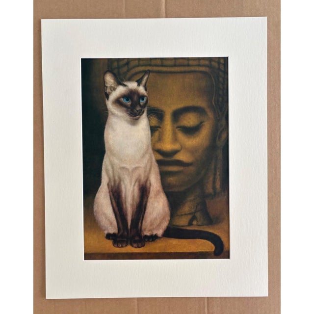 Realism Vintage 1965 Girard Goodenow Cat Print in 16x20 Mat, Ready to Frame: Siamese For Sale - Image 3 of 3