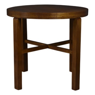 Vintage Polish Dark-Oiled Oak Veneer Side Table, 1930s For Sale