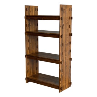 Antique Vintage Solid Wooden Arts & Crafts Pegged Bookcase For Sale
