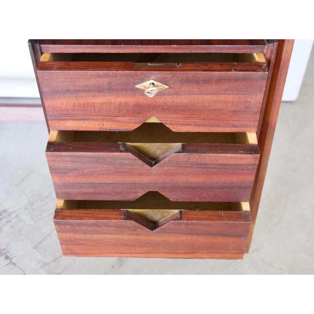 1960s Wooden Writing Desk with Brass Details, 1960s For Sale - Image 5 of 12
