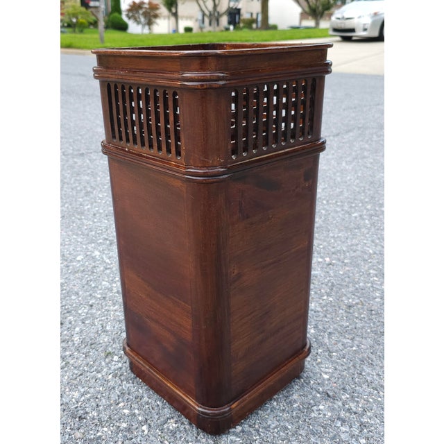 Mid 20th Century Mid Century Walnut Lattice Umbrella Stand For Sale - Image 5 of 6