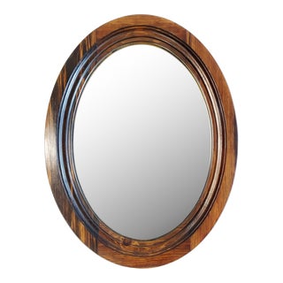Vintage Mid-Century Modern Carved Solid Rosewood Wall Mirror For Sale