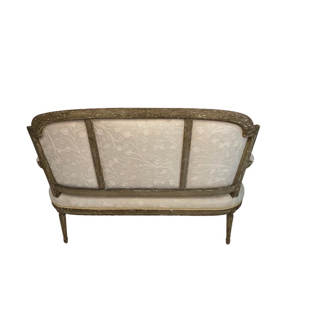 19th Century Louis XVI Style Giltwood Settee For Sale - Image 9 of 10