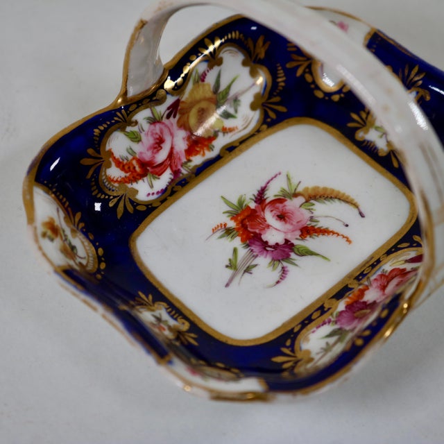 Victorian A Small Antique Porcelain Basket Attributed to Coalport Early 19th Century For Sale - Image 3 of 10