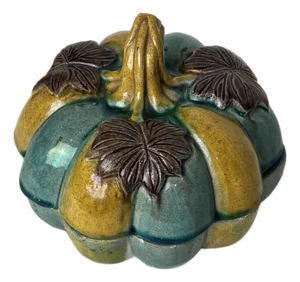Late 20th Century Chinese Porcelain Pumpkin Shaped Box