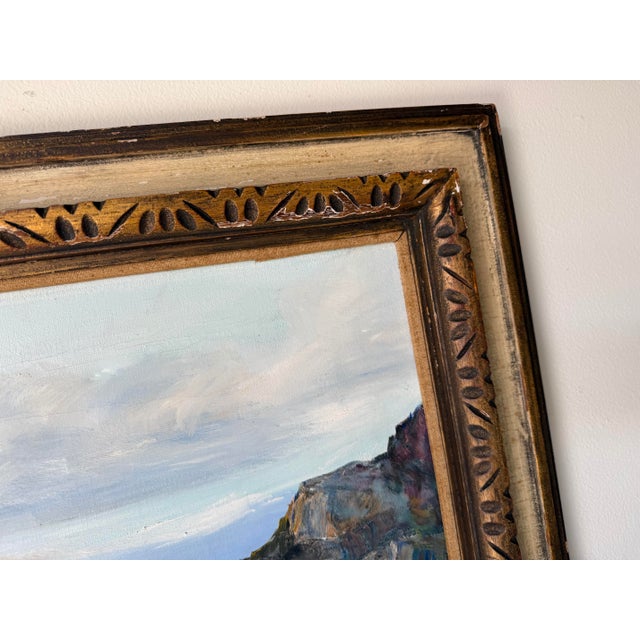 1970’s Liz Lemons Impressionist Coastal Landscape Oil on Canvas, Framed For Sale - Image 11 of 12