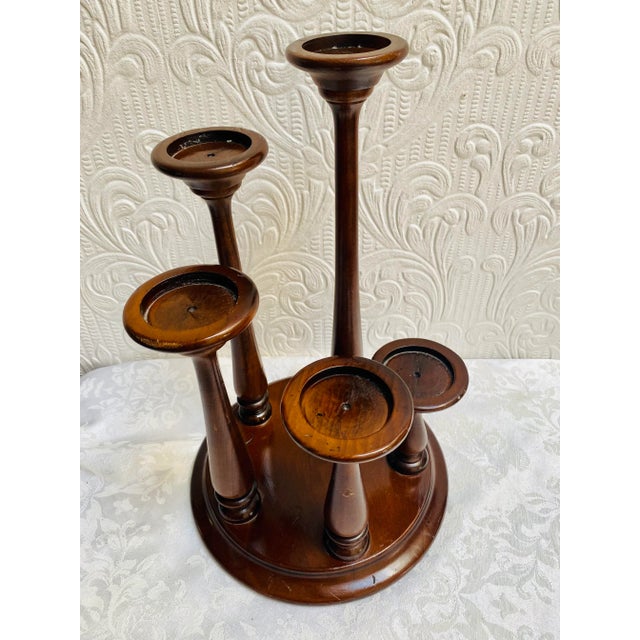 Vintage Mid Century Teak 5 Graduated Tiers Candleholder For Sale - Image 4 of 8
