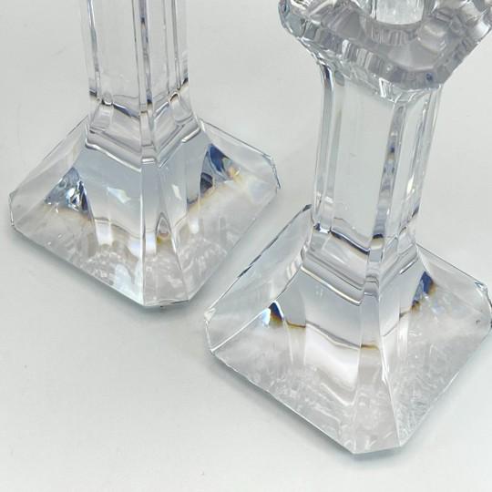 Pair of Orrefors Crystal “Regina” Candlesticks (Tall 7 5/8”) Signed by Olle Alberius (4536-65 Vintage 1990s, Sweden) For Sale - Image 11 of 15