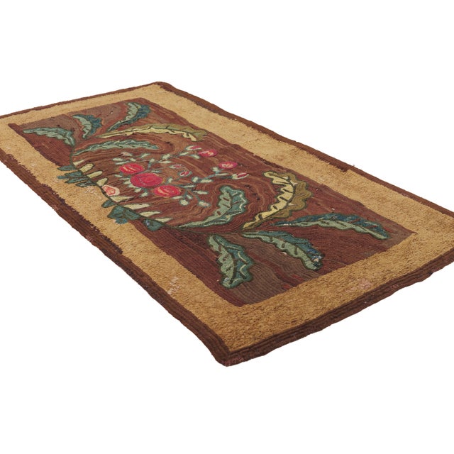 79908 Antique American Hooked Rug, 02'07 x 04'10. The Heritage Bouquet: An Antique American Hooked Masterpiece of Timeless...