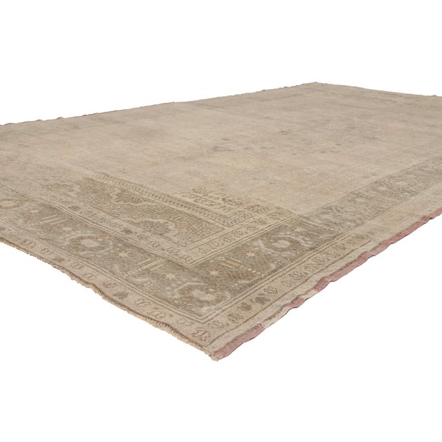 52834 Vintage Turkish Oushak Rug, 06'05 x 11'01. The Whispered Garden: A Vintage Turkish Oushak Masterpiece of Quiet...