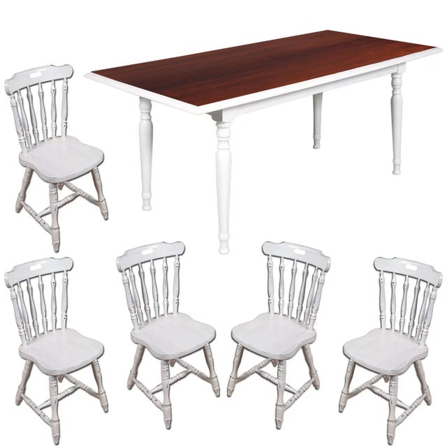 1940s Mid-Century Dining Table with 5 Chairs, Set of 6 For Sale - Image 5 of 5
