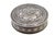 Circular Silver Box with Floral Reliefs and Hinged Lid For Sale - Image 6 of 6