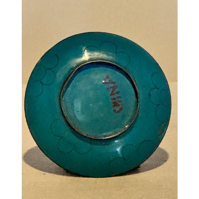 Vintage Chinese Enamel Dish With Flowers For Sale - Image 4 of 4