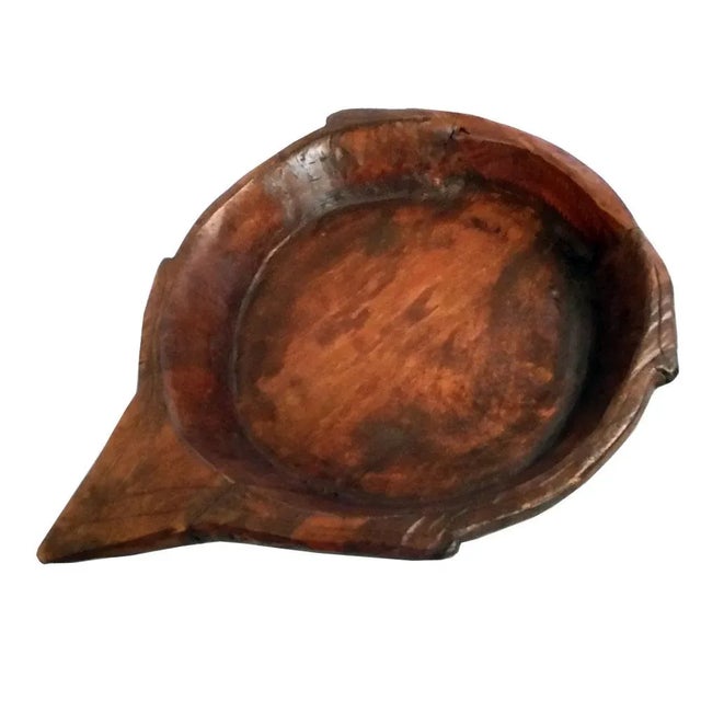 This is an early 20th-century Tyrolean hand-carved 'Cirmolo' wood basin bowl.