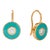 Syna Yellow Gold Diamond Sea Green Enamel Disc Earrings, a Pair For Sale