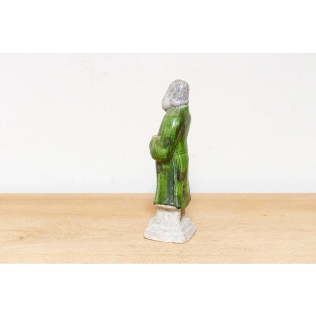 Vintage Terracotta Green Glazed Attendant For Sale In Los Angeles - Image 6 of 7