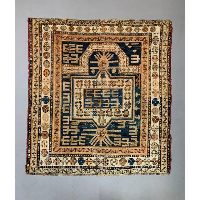 Vintage Blue & Rust Dagestan Kazak Rug For Sale - Image 9 of 9