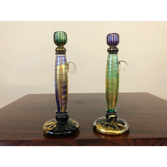 Blown Glass Candlestick Holders Signed by David Garcia For Sale - Image 12 of 12
