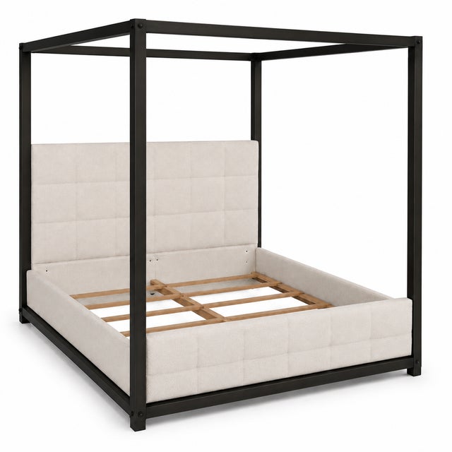Modern Modern Canopy Cal King Bed With Upholstered Inset. For Sale - Image 3 of 3