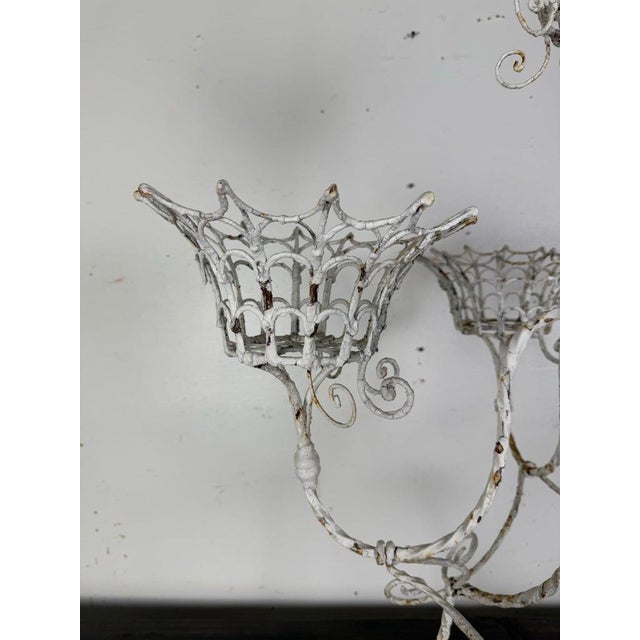 French Provincial Wrought Iron Planter, Distressed White Metal, 1930s For Sale In Los Angeles - Image 6 of 14