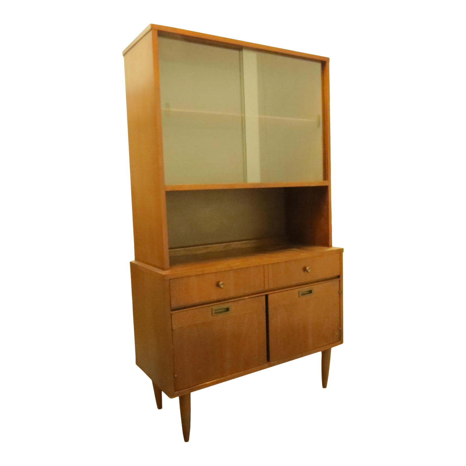 1960s MidCentury Modern Walnut Hutch With Sliding Glass Chairish
