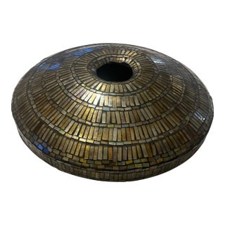 Beautiful Mozaic Vessel -Vase (Tiffany Style) With Iridescent Hand Cut Pieces of Stained Glass For Sale