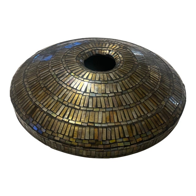 Beautiful Mozaic Vessel -Vase (Tiffany Style) With Iridescent Hand Cut Pieces of Stained Glass For Sale