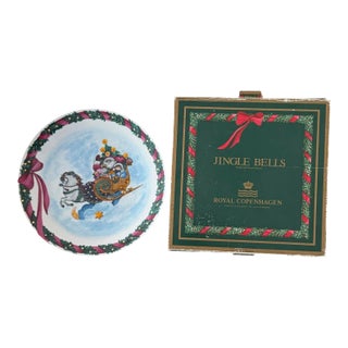 1980s Royal Copenhagen Jingle Bells Serving Plate Santa Christmas For Sale