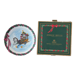 1980s Royal Copenhagen Jingle Bells Serving Plate Santa Christmas