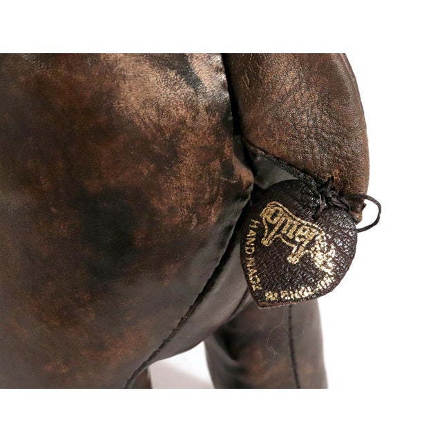 Dimitri Omersa Leather Hippopotamus Footstool With Original Label For Sale - Image 9 of 9