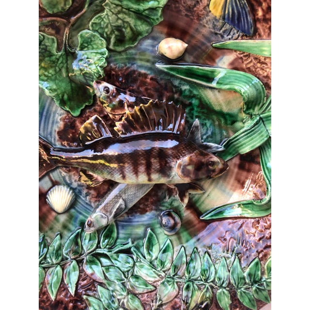 French Country 19th Century Majolica Palissy Fishs Wall Platter by Victor Barbizet For Sale - Image 3 of 10