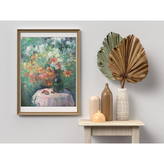 Oil Painting Vase With Flowers Peter Tovpev For Sale - Image 4 of 11
