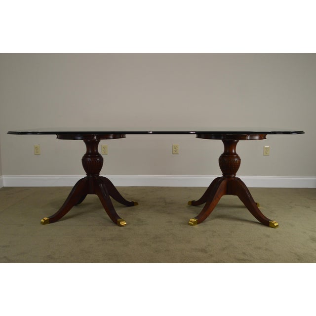 Lexington Mahogany Carved Double Pedestal 84 Glass Top Dining Table Chairish