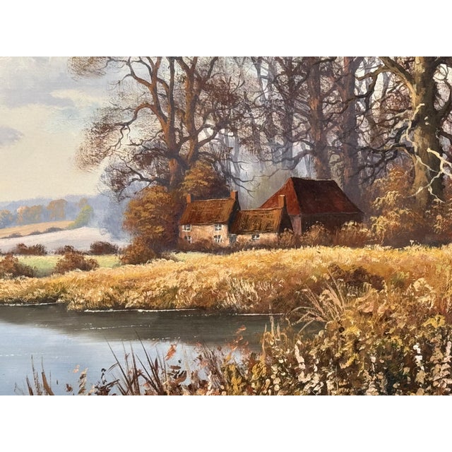 Farmhouse by a River in the English Countryside by 20th Century British Artist 1975 Circa For Sale - Image 17 of 18