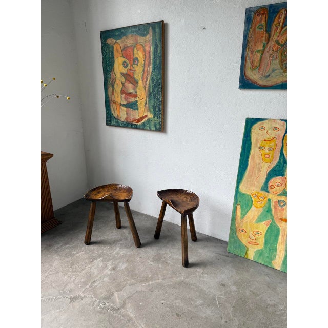 Tripod Shepherds Stools from Le Selou, 1960s, Set of 2 For Sale - Image 9 of 18