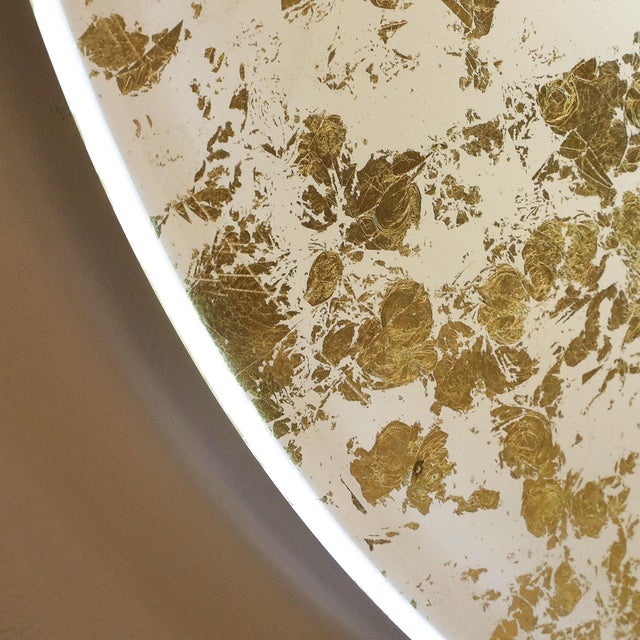 Mid-Century Modernist Round 24 Karat Gold Leaf Illuminated Murano Glass Mirror For Sale - Image 14 of 17
