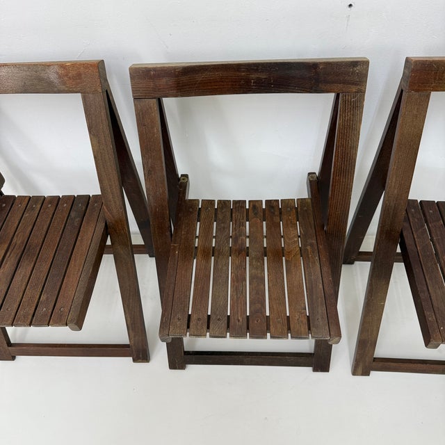 Vintage Wooden Folding Chairs by Aldo Jacober for Alberto Bazzani, 1960s, Set of 3 For Sale - Image 12 of 18