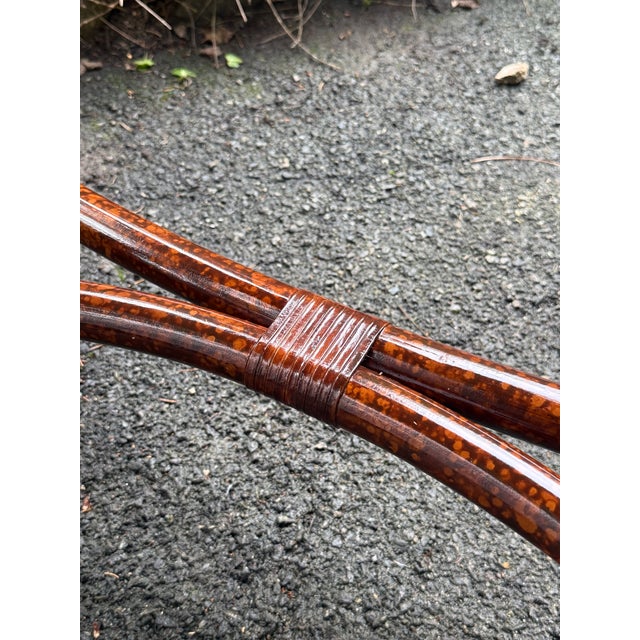 Brown Vintage Faux Tortoise Rattan Console Table For Sale - Image 8 of 11