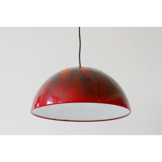Large Mid-Century Modern Enameled Dome Pendant Lamp, 1960s For Sale - Image 9 of 17