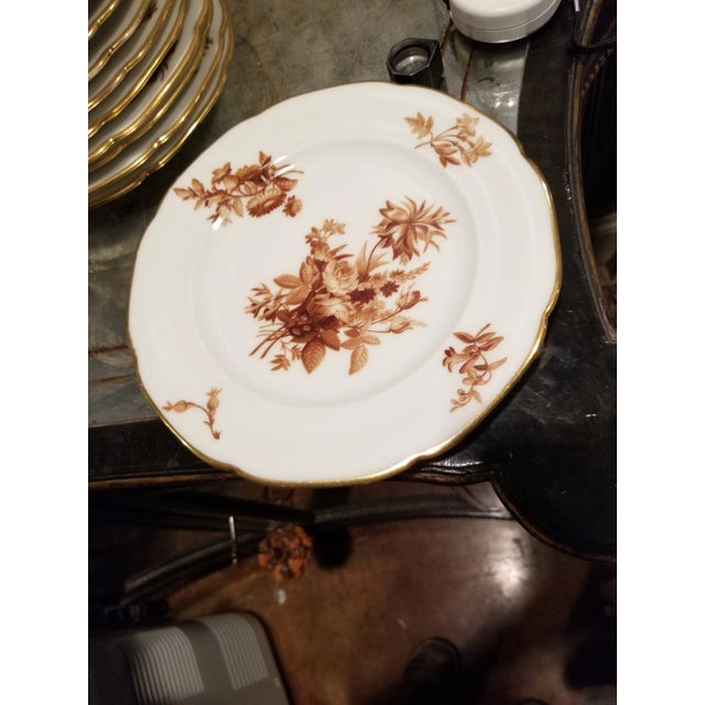 Brown and White Porcelain Dessert Set For Sale - Image 4 of 6