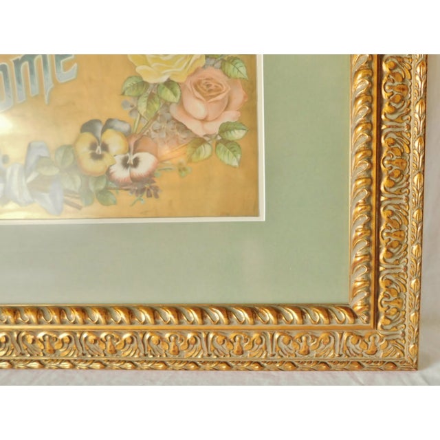 Gold Large Vintage Floral Bless Our Home Ornate Heavy Gold Framed Wall Picture For Sale - Image 8 of 11