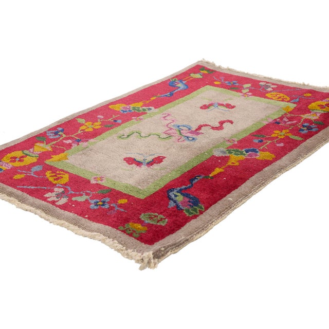 79701 Antique Chinese Art Deco Rug, 02'00 x 02'09. The Phoenix Garden: An Antique Chinese Art Deco Masterpiece of Shanghai...