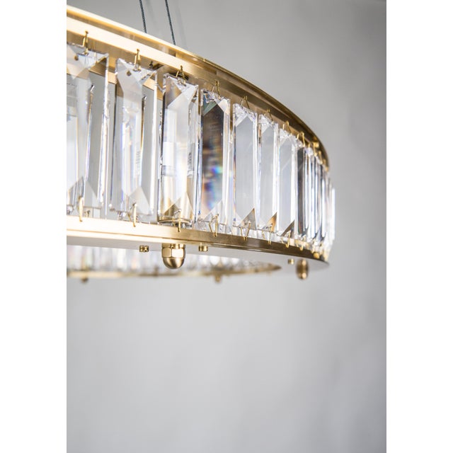 Contemporary Satin Brass and Precision-Cut Austrian Crystal Chandelier by ZAVADSKI For Sale - Image 3 of 4