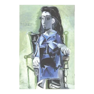 2019 Pablo Picasso 'Jacqueline Assie avec son Chat Noir' Modernism Gray,Green,Blue,Black & White Germany Offset Lithograph