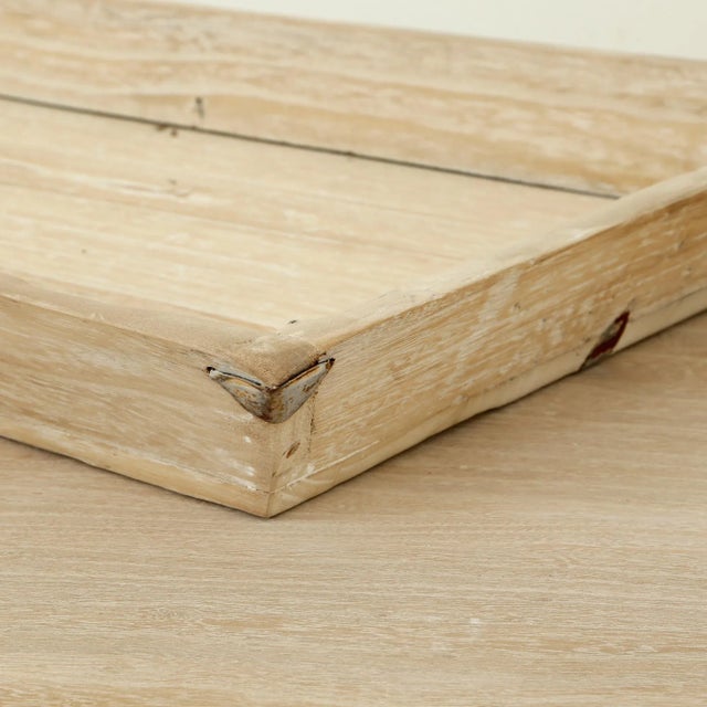 French Country Contemporary Off-White Wash Reclaimed Wood Tray For Sale - Image 3 of 7